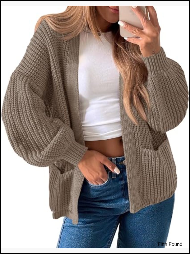 Oversized Chunky Knit Cardigan Open Front Long Sleeve Women's Sweater Coat